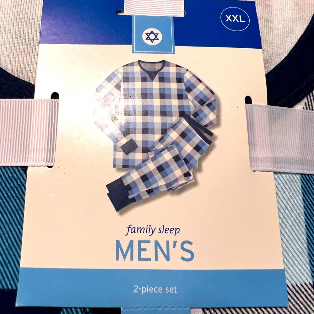 Men's Hanukkah Lions Print Matching Family Pajama Set - Navy Blue